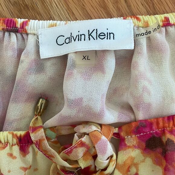 Calvin Klein floral peplum elastic top blouse size XL - Picture 6 of 7